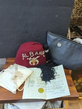 Vintage 1970s Mason Freemason Al Bahr Shriner Items Fez & Certificate picture