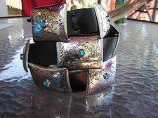 Very Nice Navajo Indian Handmade Turquoise & Nickel Silver Concho Belt. picture