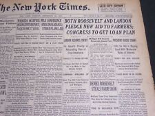 1936 SEPT 22 NEW YORK TIMES - ROOSEVELT AND LANDON PLEDGE AID TO FARM - NT 6886 picture