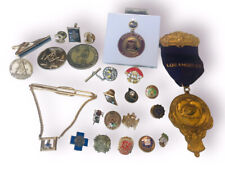 Vintage Lot Mason Elks Shriners & More Pins Tokens Medal Secret Society Skulls picture