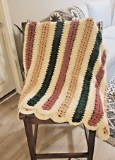 Vintage 70's Afghan Blanket Throw Handmade Scallop Crochet Retro App 65x50 picture