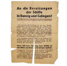Original WW2 WWII German Allied Dropped 1944 ship Anti Propaganda Leaflet Danzig picture