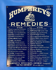 Vintage Humphreys' Remedies heavy Porcelain enamel Sign 12”x16” apothecary drugs picture