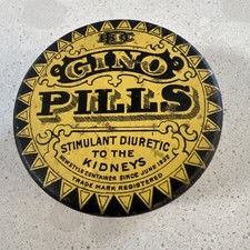 Vintage Empty GINO PILLS Tin Buffalo N. Y. Stimulant Diuretic to the Kidneys picture