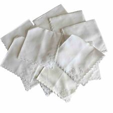 Vintage Doily Linen White w/ Embroidery Scallop Edge Lot Of 12 *** picture