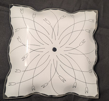 Vintage MCM Frosted Glass Square Ceiling Spring Tulip Light Shade Cover 13