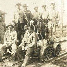 Antique Railroad Section Gang Handcar Track Cycle Crew Photo c1900s Original picture