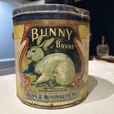 Antique 4lb Tin Coffee Bucket Bunny Brand Early Scarce No Lid 8” Tall picture