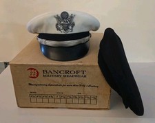 Vtg Bancroft Flighter Military Officer Service Cap Set | Sz 71/8 | White& Black picture