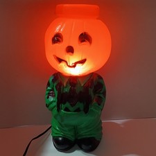 Vtg Mr Blinky Blow Mold pumpkin farmer Halloween Jack O Lantern Scarecrow Rare picture