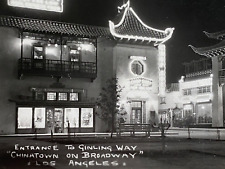 1930s RPPC: CHINATOWN ON BROADWAY vintage real photograph postcard LOS ANGELES picture