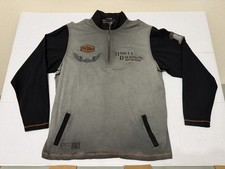 Men's Harley Davidson 1/4 Zip Black/Gray Iron Block Pullover Jacket - NEW picture