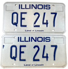 Vintage Illinois 1979 Auto License Plate Set Pair QE 247 Man Cave Wall Decor picture