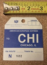Rare 1989 Vintage American European Express Luxury Train Luggage Tag Chicago  picture