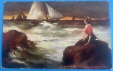 Vintage 1910s Postcard “What Are The Wild Waves Saying” Romantic Nautical Scene picture