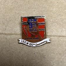 VINTAGE IBEW LOCAL LAPEL PIN UNION LU  9th DISTRICT  100 years picture