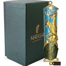 Matashi Hand Painted Blue Enamel Noah's Ark Mezuzah with Crystals, Gold Accents picture