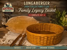 Longaberger 2004 Collectors Club Family Legacy Basket Wood Lid Stand Complete picture