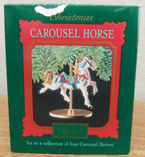 Vintage 1989 Hallmark Cards Christmas Carousel Horse Snow Christmas Ornament picture