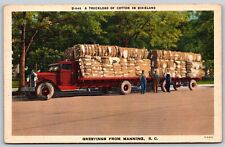 Postcard Greetings from Manning SC truckload of cotton B141 picture