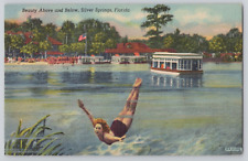 Postcard Beauty Above and Below, Silver Springs, Florida Girl Swimming picture