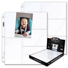 100 BCW Photo / Postcard Pages 5 Pockets Clear Plastic Sheets 3 1/2 x 5 1/4 New picture