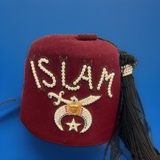 Vintage Freemason Shriner Jeweled Islam Fez Hat LAFS Co Los Angeles picture