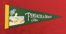 Vintage Pensacola Beach Florida 11 Inch Travel Pennant Bathing Beauty Graphic picture