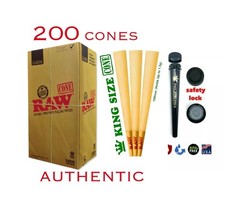 AUTHENTIC RAW classic king size pre rolled cone(200 cones) + safety lock tube picture