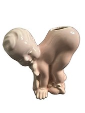 1940's Vintage Ceramic Pink Kewpie Baby Planter Nursery Decoration picture