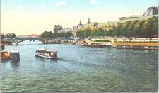 Lithograph Paris France The Louvre and River Seine early 1900s picture