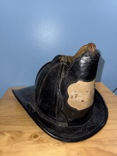 Antique Leather Firefighter Helmet High Eagle Cairns “AVFD” Excellent Condition picture
