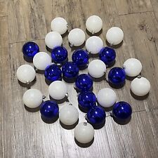 Lot of Handcrafted Glass Christmas Tree Ornaments Holiday Decor Blue/White Balls picture