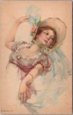c1910s GIBSON Pretty Lady Postcard Artist-Signed 