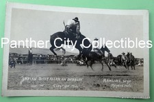 1922 RPPC Photo Postcard Rawlins Wyoming Rodeo Indian Billy Allan Bubbles Horse picture