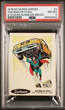 1978 DC Super Heroes Stickers The Man Of Steel #2 PSA 8 Low Pop Superman picture