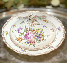 Antique Meissen Germany Floral Round Covered Vegetable Bowl Mark Factory Second picture