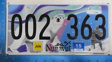 Nunavut License Plate 2015 Passenger Graphic Bear Tag 15 002363 2363 picture