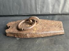 19c OLD HAND FORGED IRON HEAVY MERCANTILE MEASURING FISH SHAPE WEIGHT &HANDLE picture