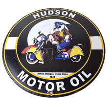 Vintage Hudson Automobiles Sign - Gas Service Station Porcelain Sign picture