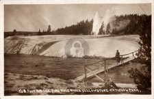 c1930s Foot Bridge Fire Hole R. Yellowstone WY Wesley Andrews RPPC Postcard COPY picture