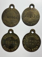 Lot Of 4 -1930 / 20's STUDEBAKER SOUTH BEND IN Automotive Automobile Brass Tags picture