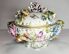 Antique Coalport Coalbrookdale Porcelain Vase Applied Flowers Turquoise c.1835 picture
