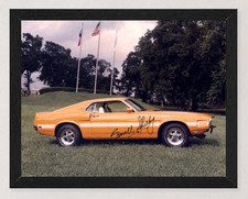 12X9 FRAMED 1969 FORD SHELBY MUSTANG GT500 GRABBER ORANGE SHELBY SIGNED REPRO picture