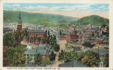 Cumberland MD Bird's Eye View Postcard 1918 National Highway picture