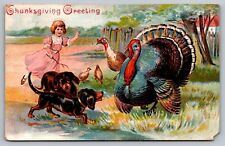 Thanksgiving Greetings-Antique Embossed German Postcard-Early 1900s-Unbelievable picture