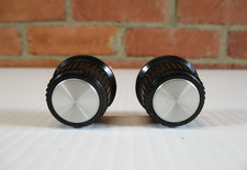 Black Plastic Knob Sliver Center Pair 5/8