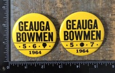 Vintage GEAUGA BOWMEN Archery Club Bow Hunting Ohio 1964 Pin Button Lot Pins picture