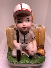 Vintage Inarco Nursery Planter E3787 Little Boy Baseball Player Japan 1950’s picture