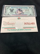 💥 Vtg 1991 $1 Disney Dollar Series A Mickey Mouse Serial #A01133501A W/Envelope picture